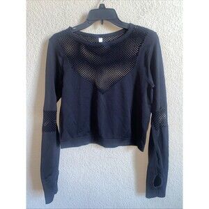 Mesh Workout Crop Grunge Shirt Women’s Yoga Transparent Y2k Thumbhole Long L